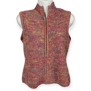 Vtg Talbots Sleeveless Soft Multicolor Wool Blend Sweater Vest Sz Med Rainbow